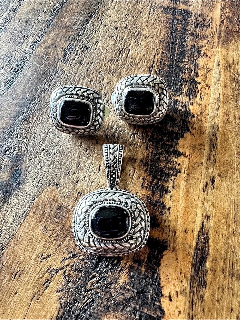 Sterling Silver (925) Black Stone Jewelry Set
